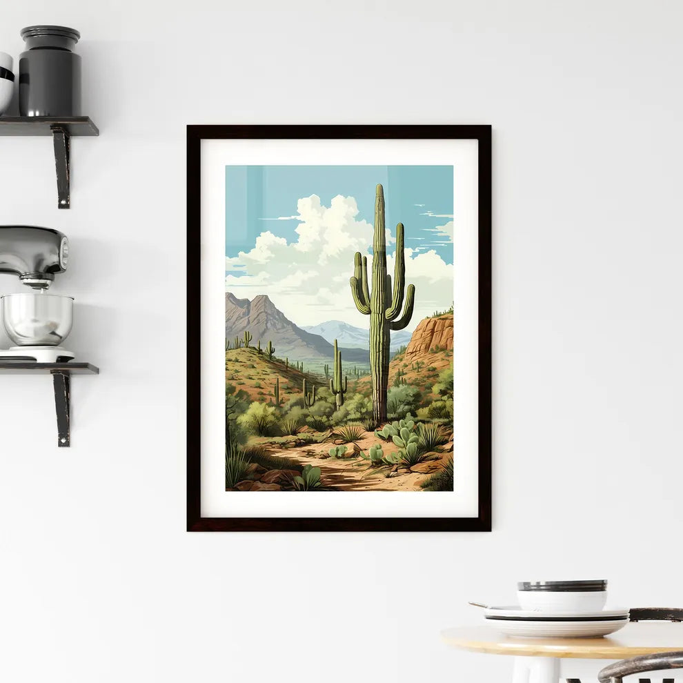 A Poster of Saguaro National Park - A Cactus Framed Print