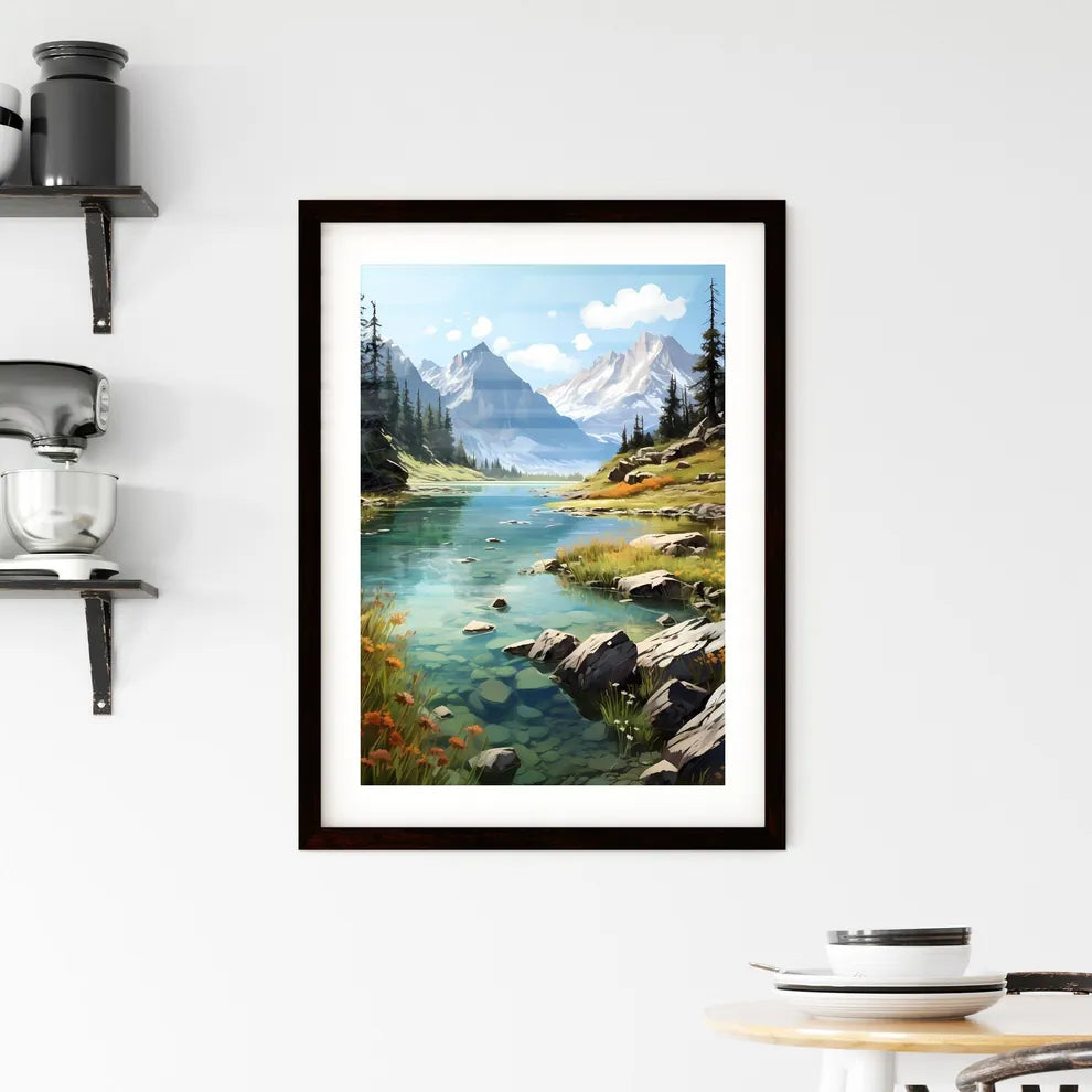 A Poster of BANFF National Park - A River Wi Framed Print