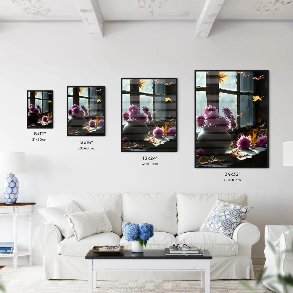 A Poster of A pot of purple chrysanthemums b - Kitchen Hangings