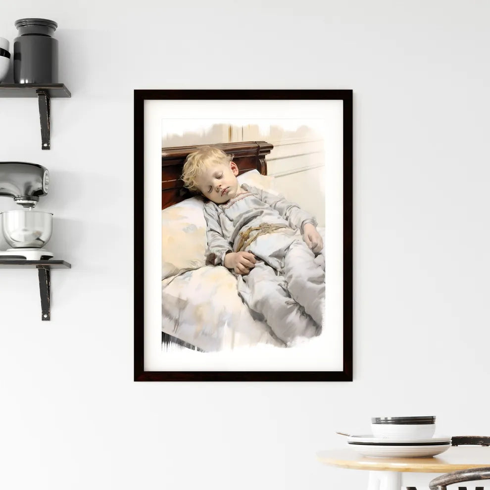 A Poster of lovely baby sleeping - A Child S Framed Print