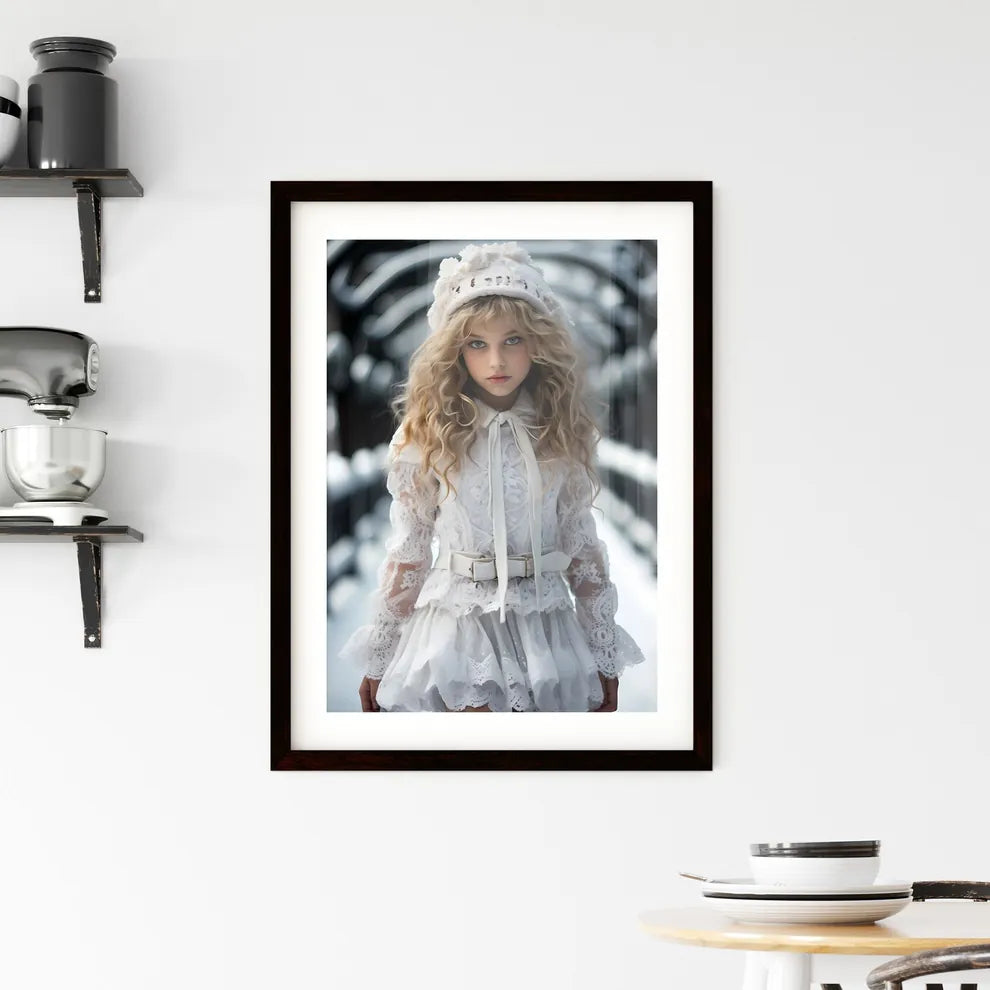 A Poster of In the cold season of snowflakes Framed Print