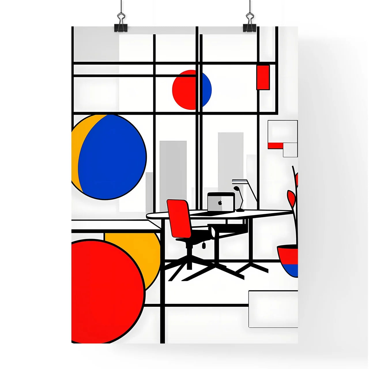 A Poster of minimalist office art - A Drawin Poster