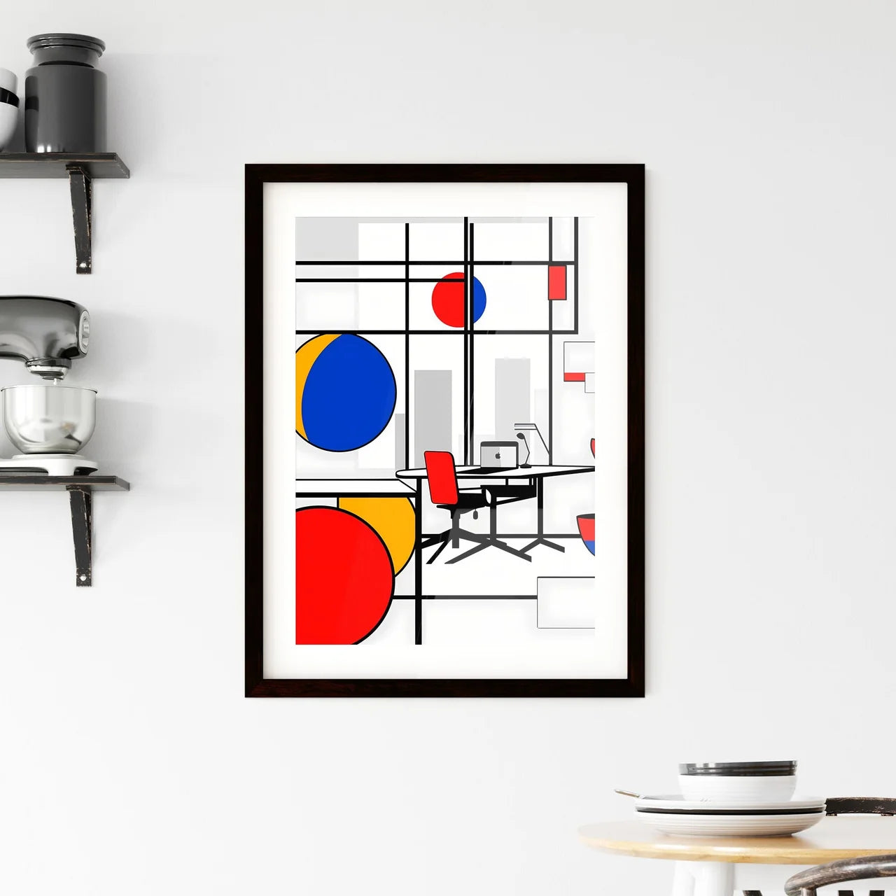 A Poster of minimalist office art - A Drawin Framed Print