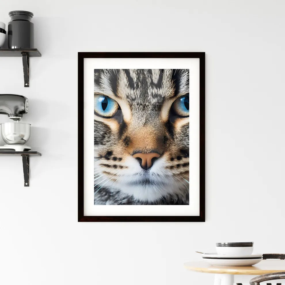 A Poster of A cat with one eye  Framed Print