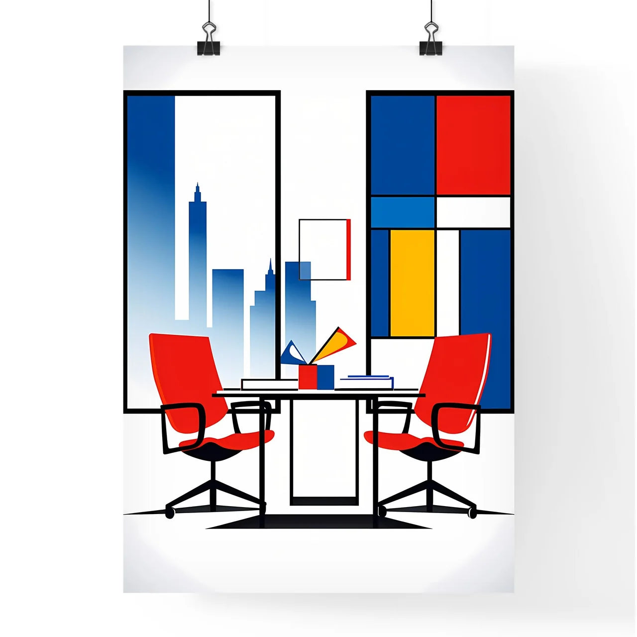 A Poster of minimalist office art - A Drawin Poster
