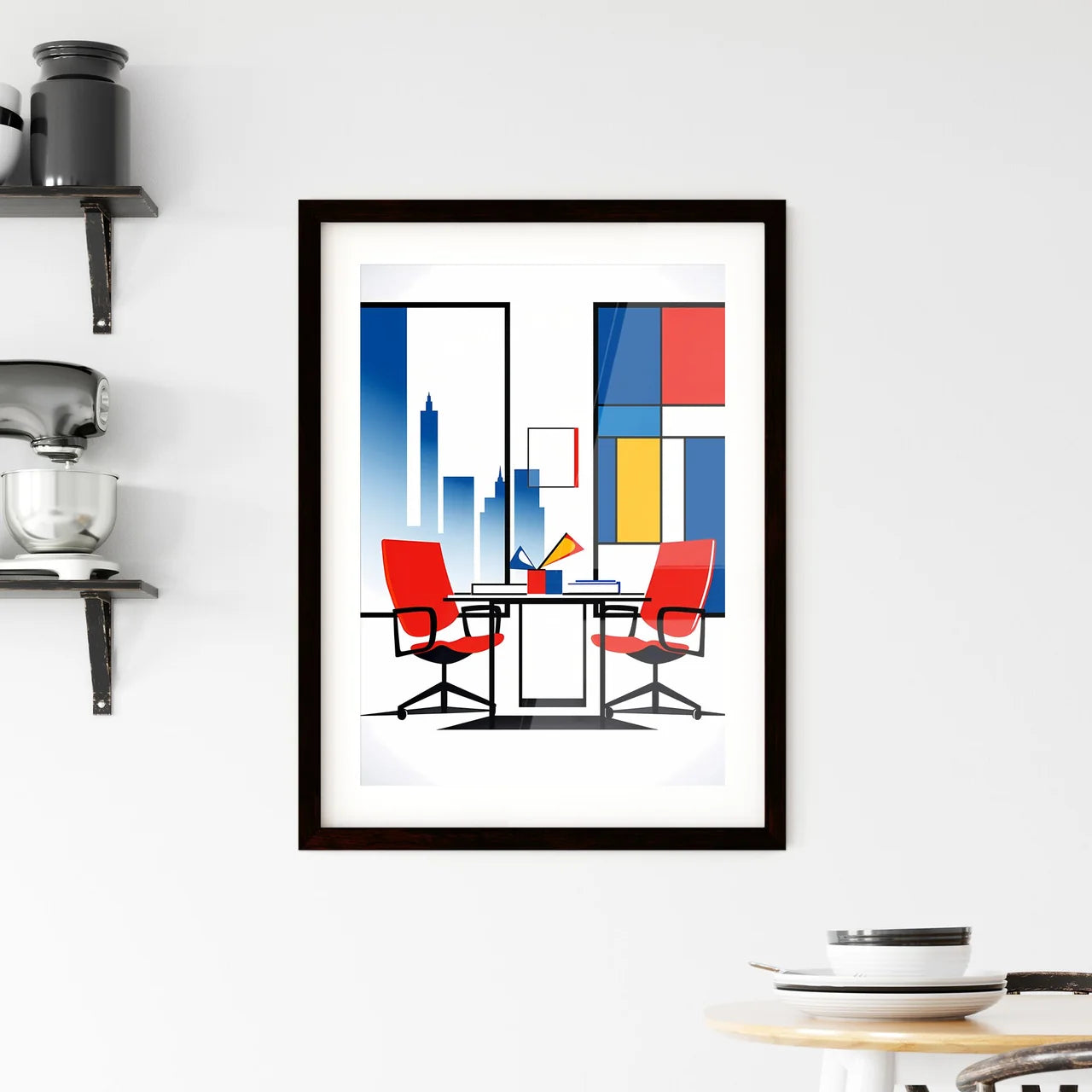 A Poster of minimalist office art - A Drawin Framed Print