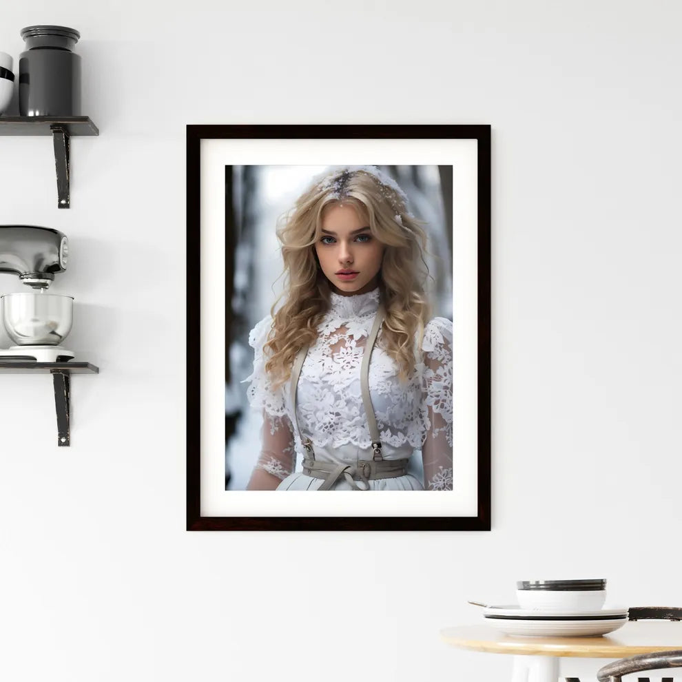 A Poster of In the cold season of snowflakes Framed Print