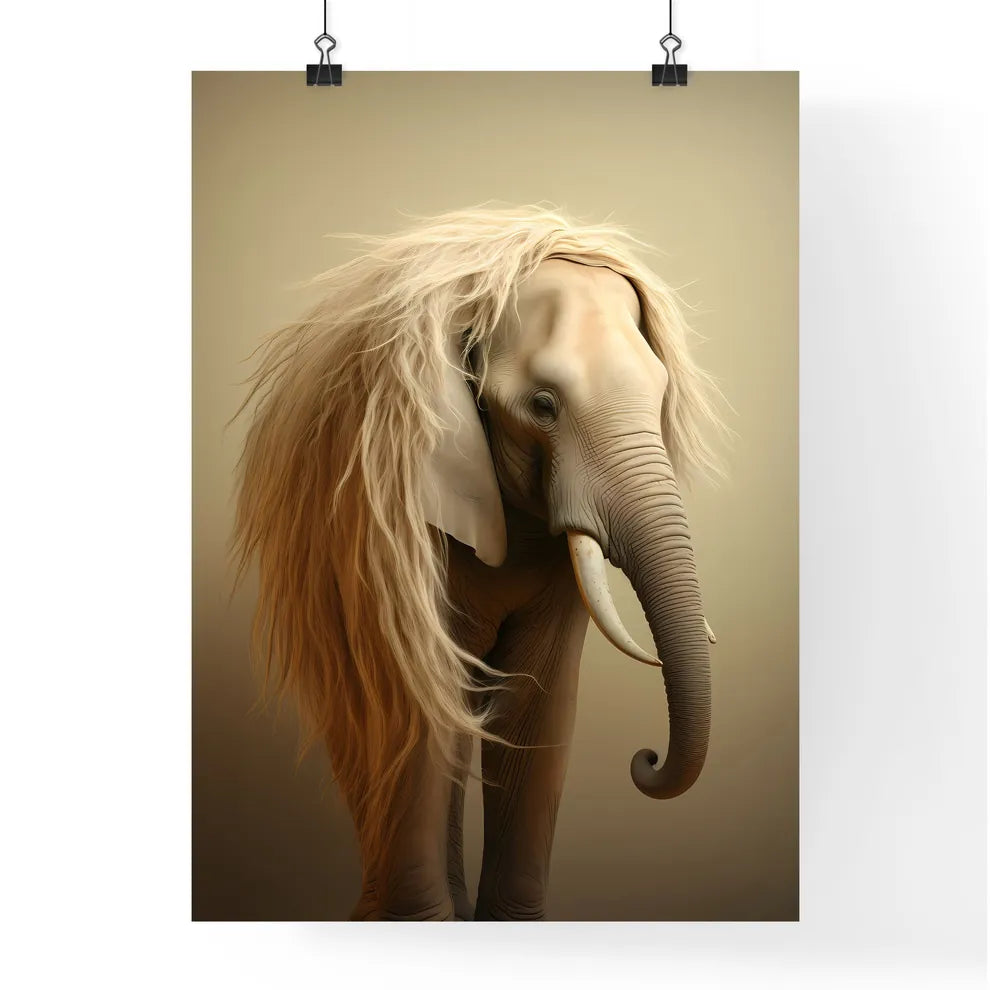 A Poster of An elephant covered with long slender hair  Poster