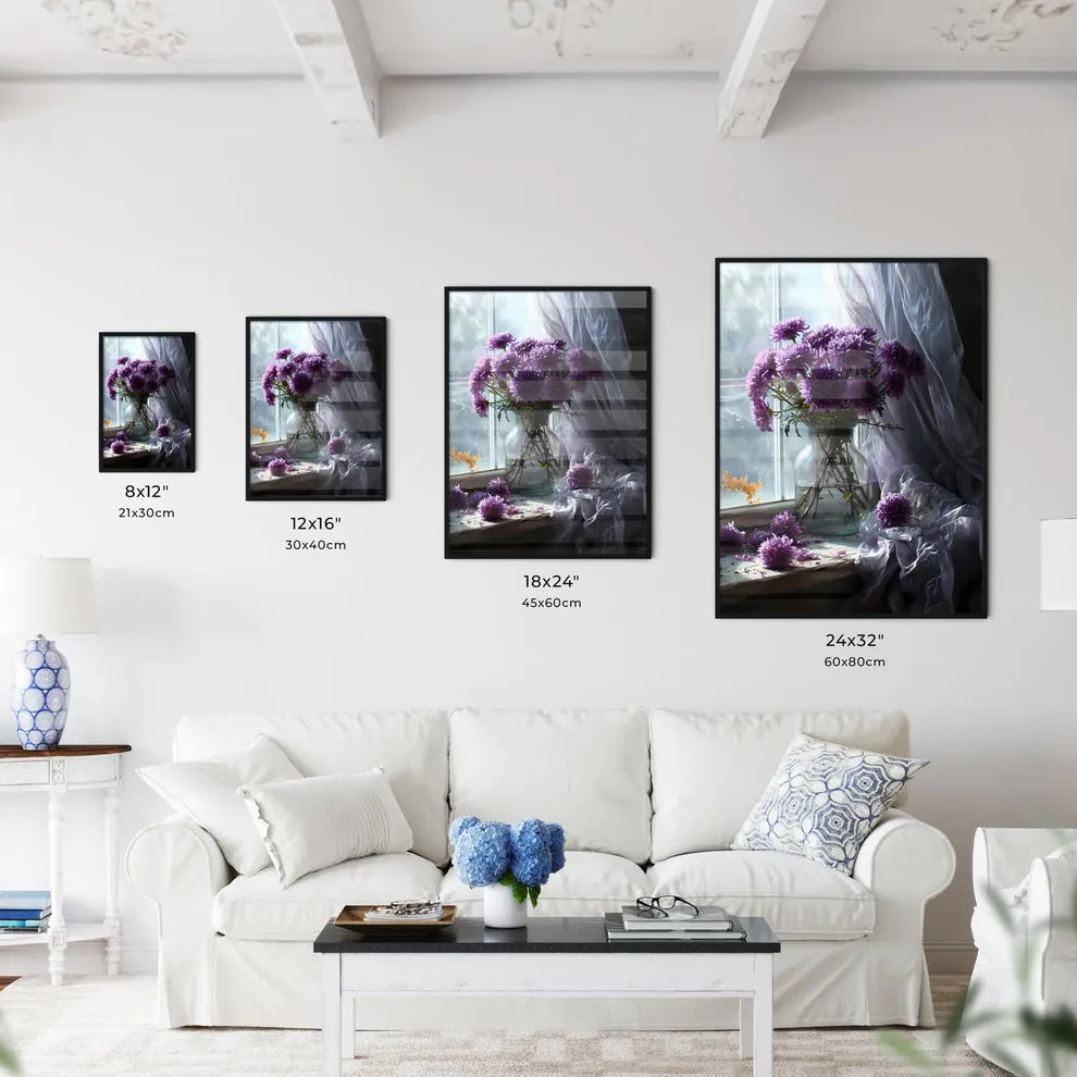 A Poster of A pot of purple chrysanthemums b - Kitchen Hangings