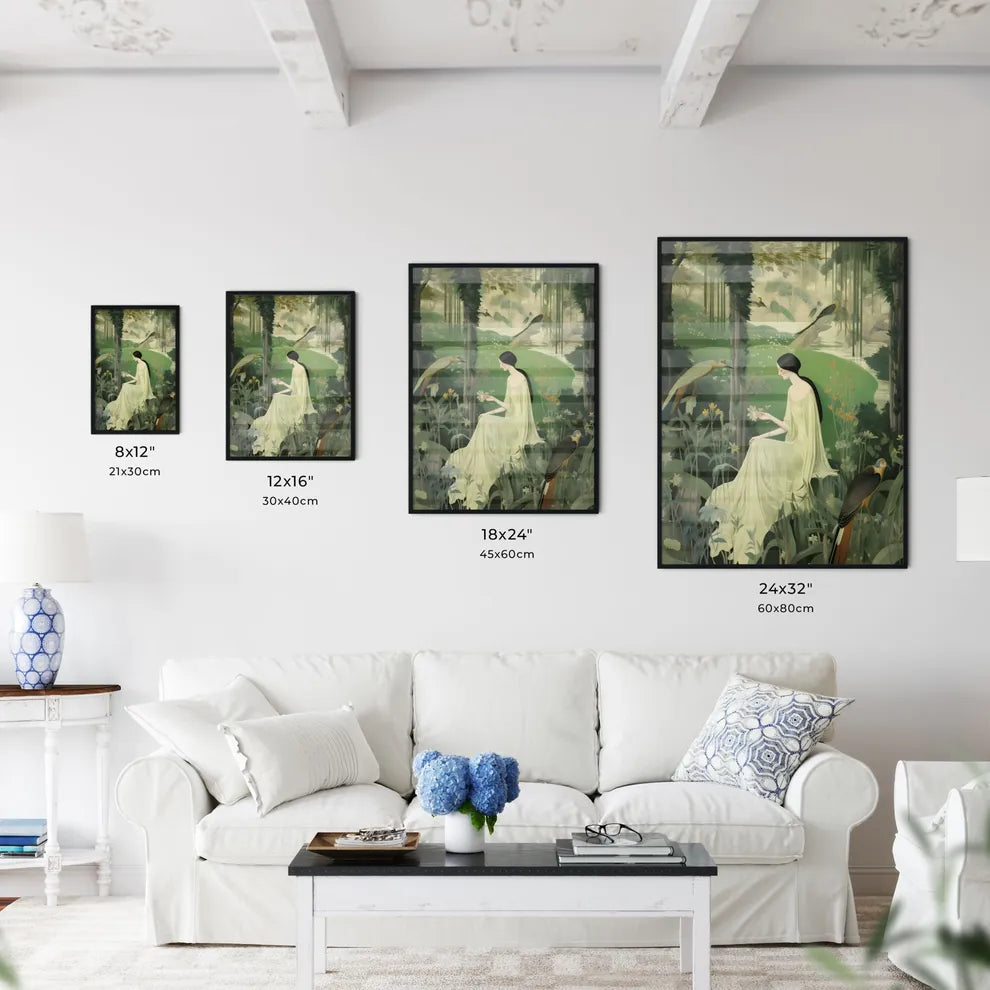 A Poster of the large tapestry and its green colors  Size Chart