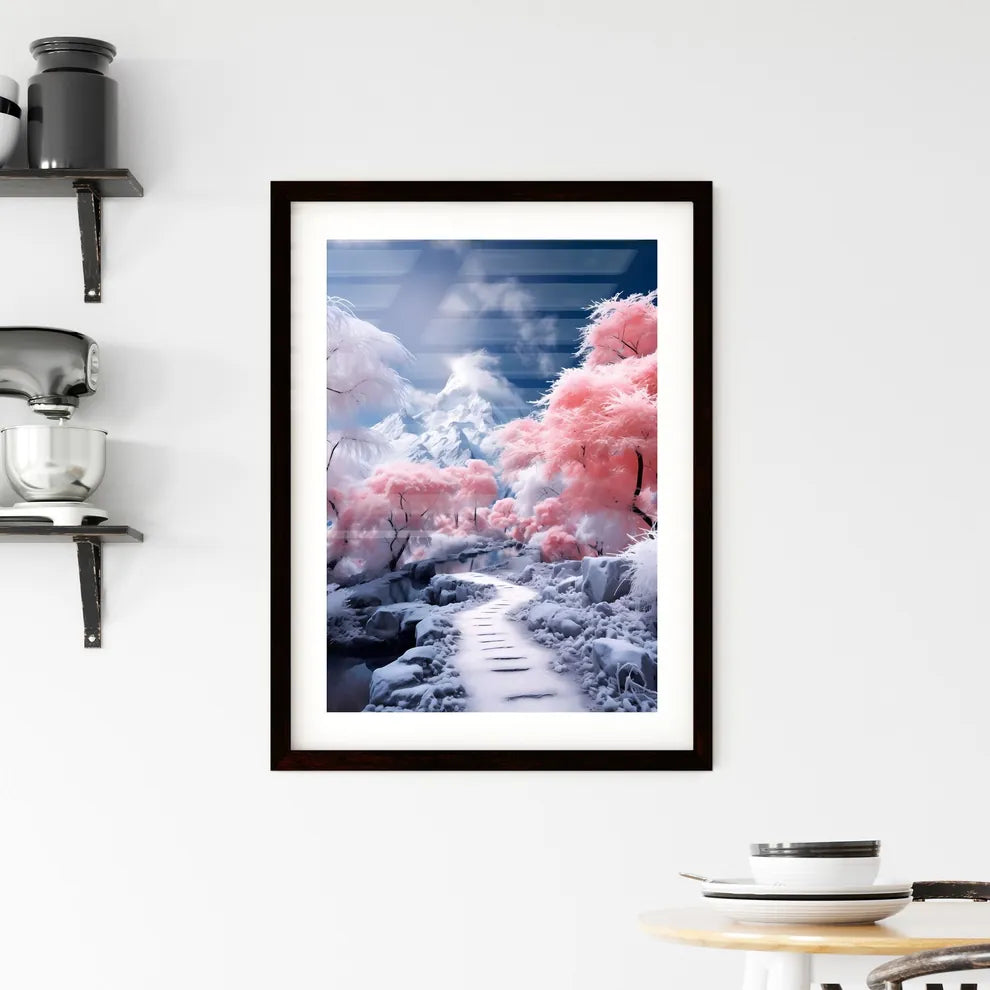 A Poster of A magnificent snow mountain - A  Framed Print