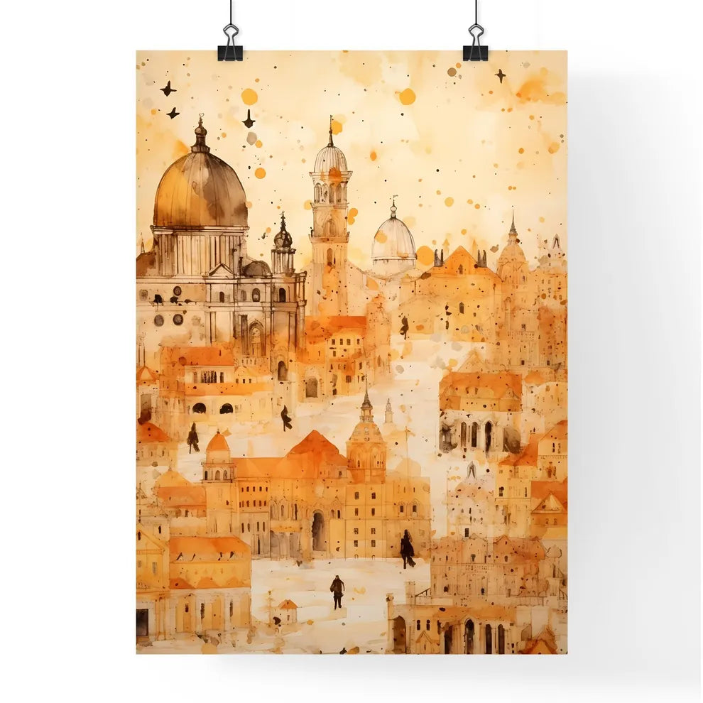 A Poster of christmas pattern background - A Watercolor Painting Of A City Poster