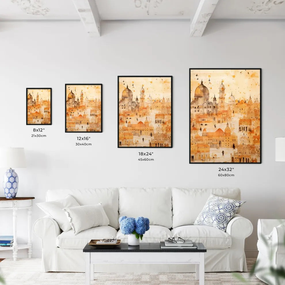 A Poster of christmas pattern background - A Watercolor Painting Of A City Size Chart