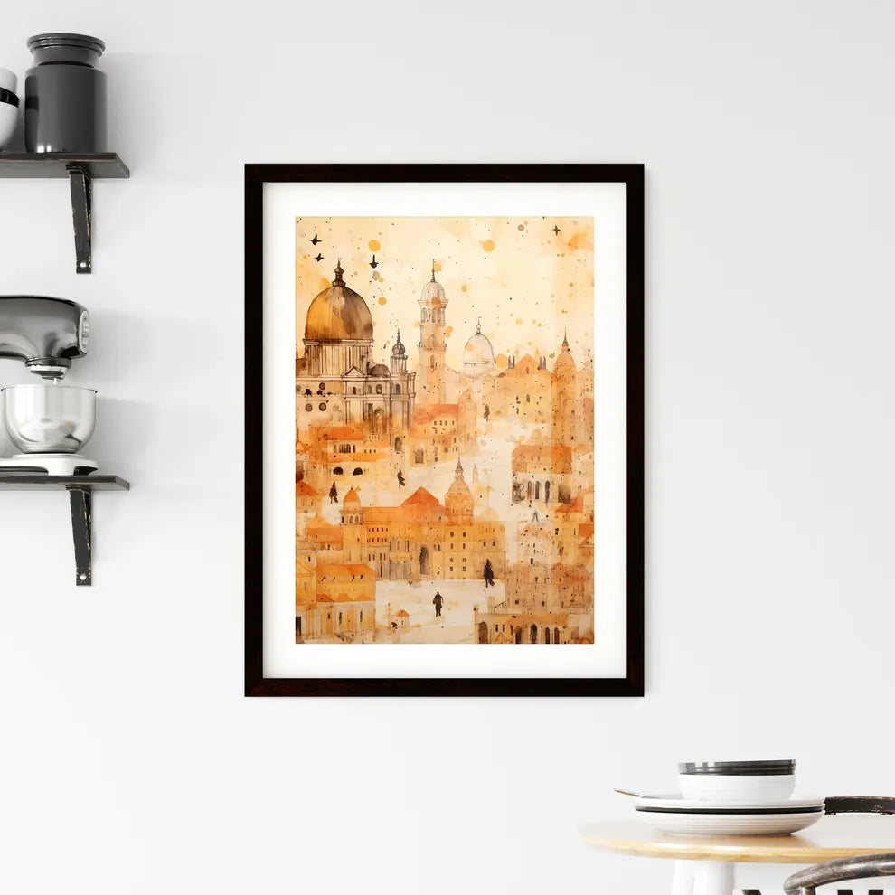 A Poster of christmas pattern background - A Watercolor Painting Of A City Custom Print
