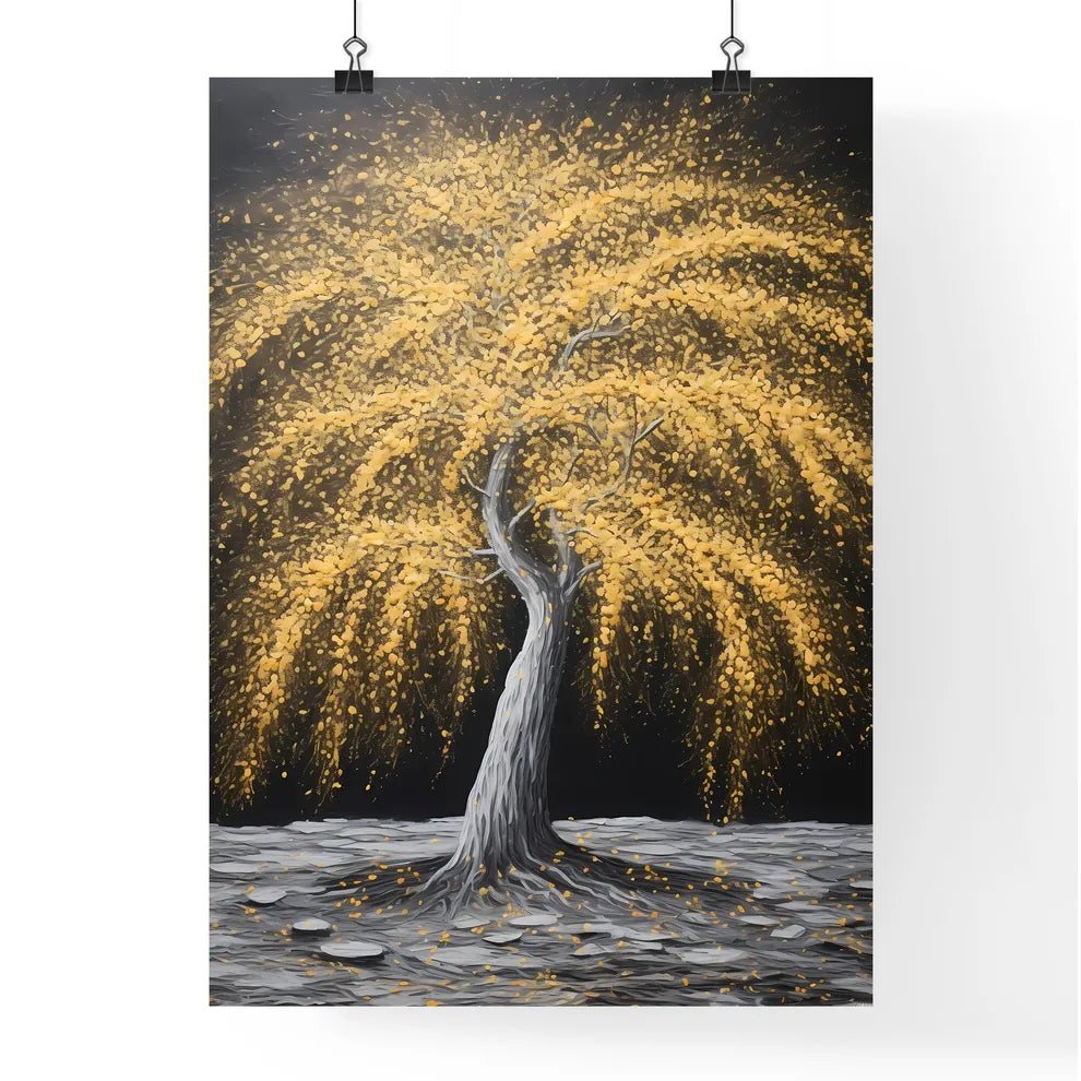 A Poster of an acrylic painting of a yellow  Poster