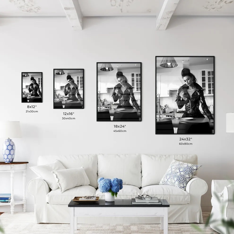 A Poster of leather goddess in a tres chic k - Kitchen Hangings