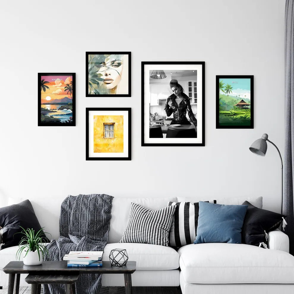 A Poster of leather goddess in a tres chic k Wall Art