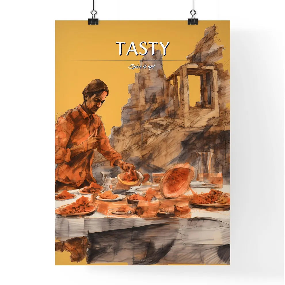 A Poster of tika masala food drawing sketchb Poster