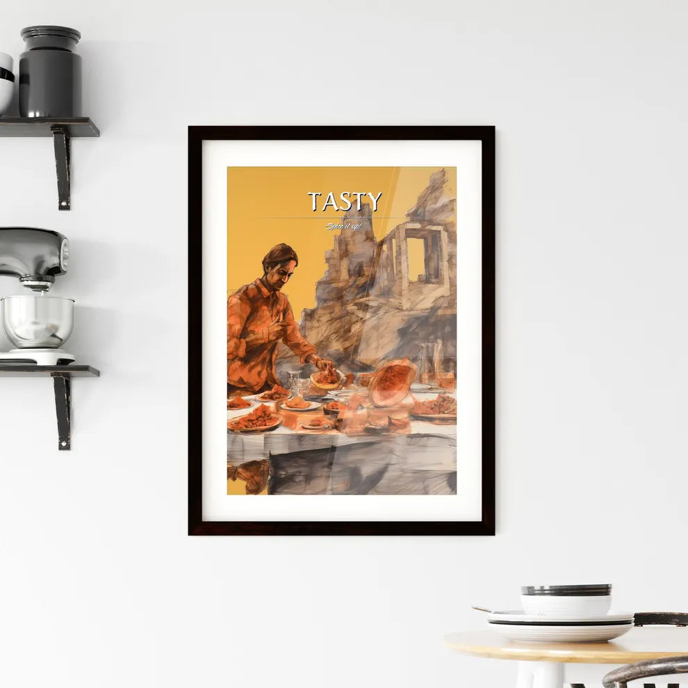 A Poster of tika masala food drawing sketchb Framed Print