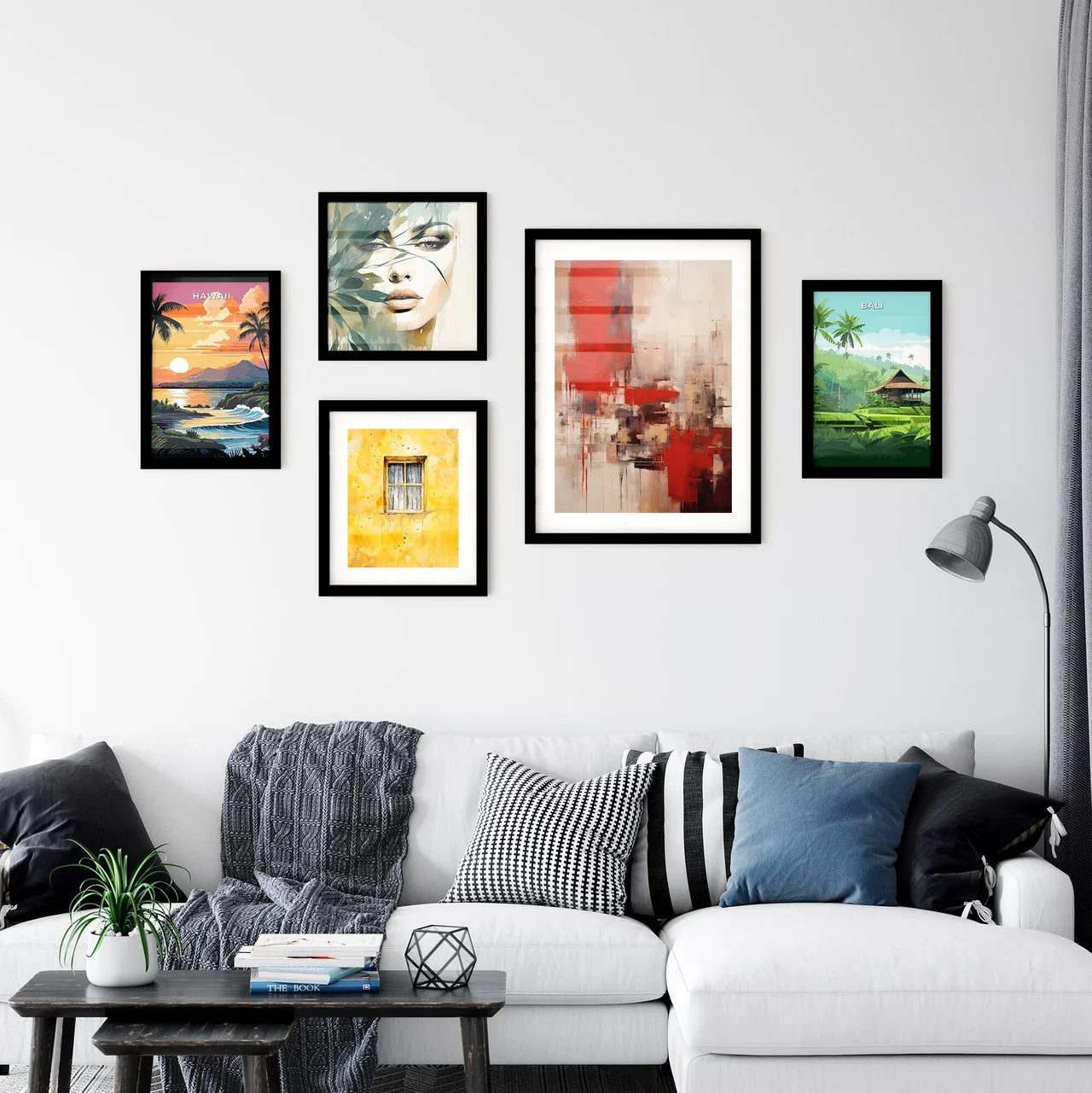 A Poster of a painting of cities in reds and Wall Art