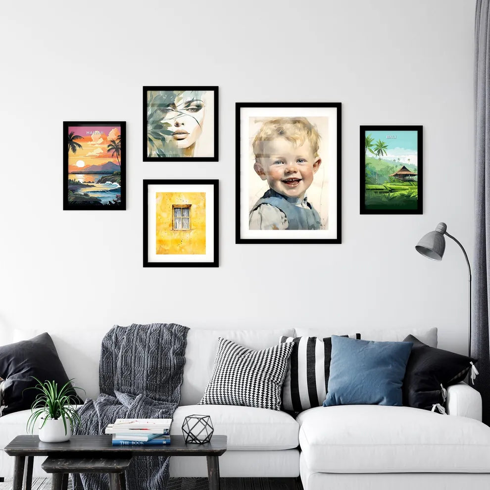 A Poster of beautiful baby with blue eyes sm Wall Art