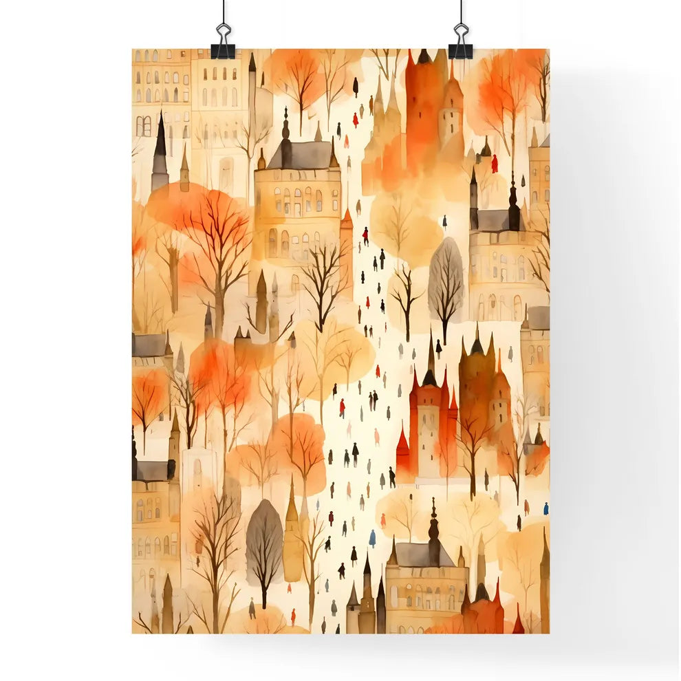 A Poster of christmas pattern background - A Watercolor Painting Of A City Poster