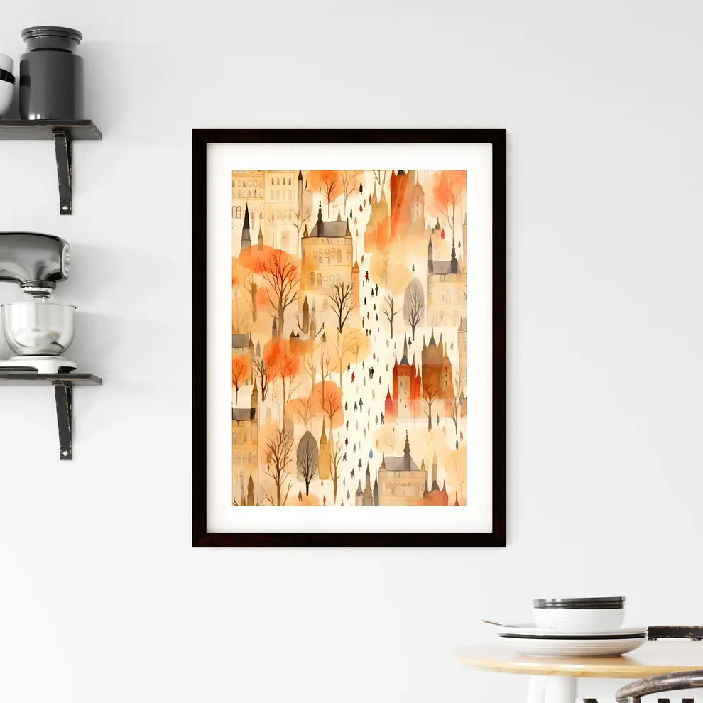 A Poster of christmas pattern background - A Watercolor Painting Of A City Custom Print