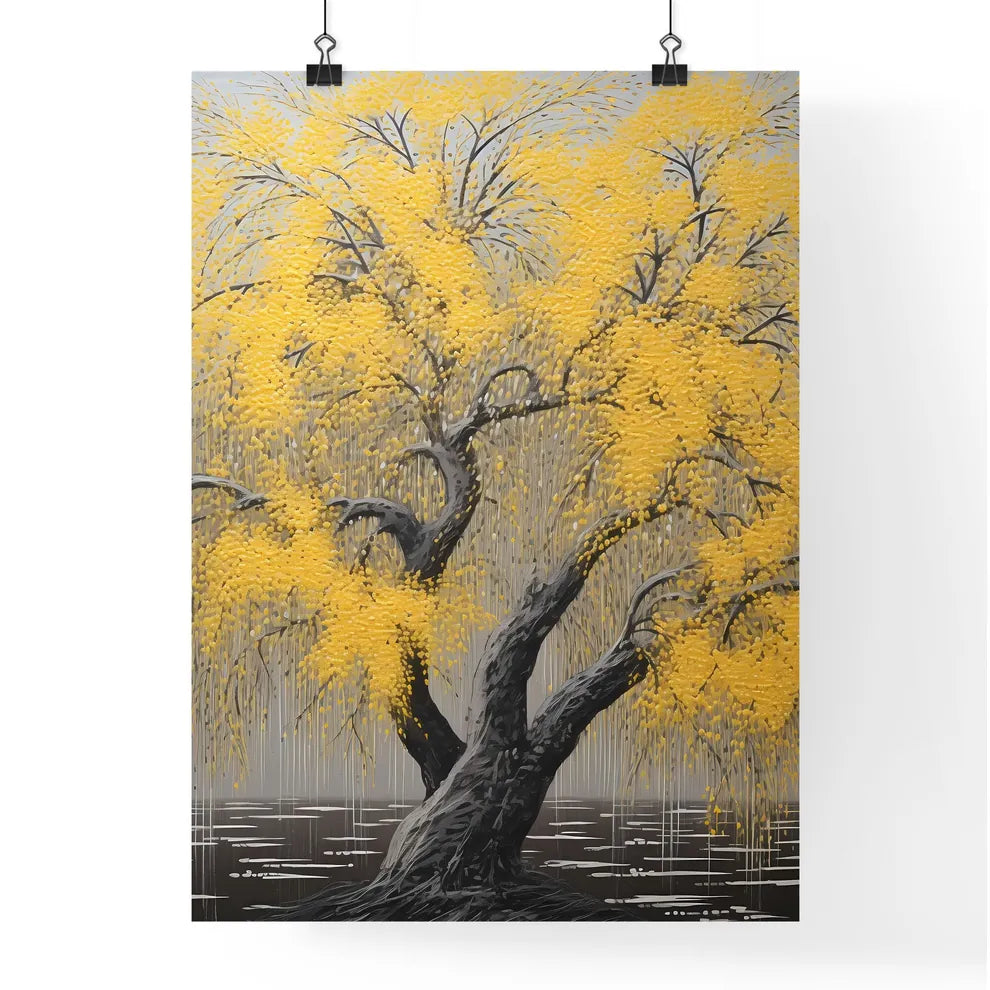 A Poster of an acrylic painting of a yellow  Poster