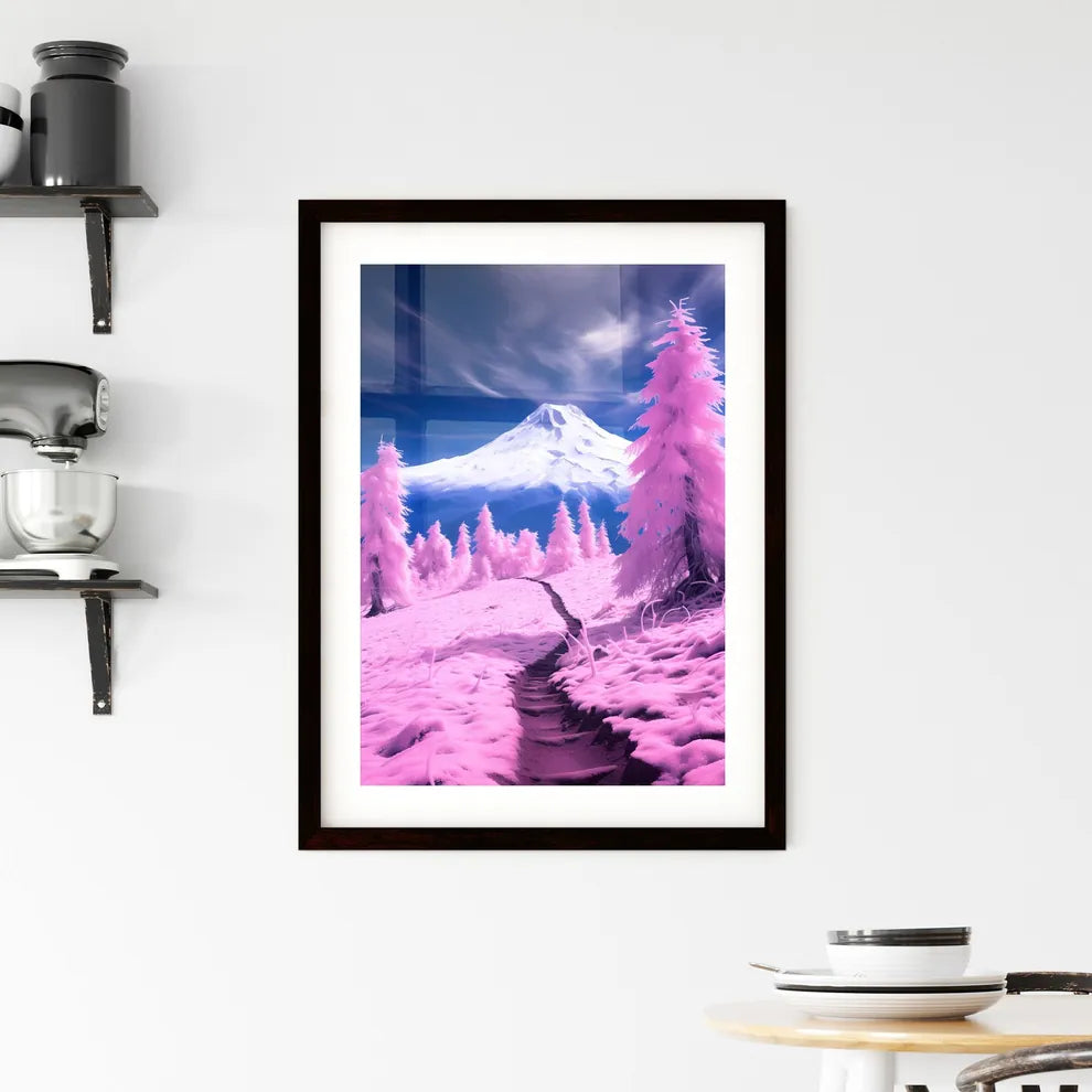 A Poster of A magnificent snow mountain - A  Framed Print