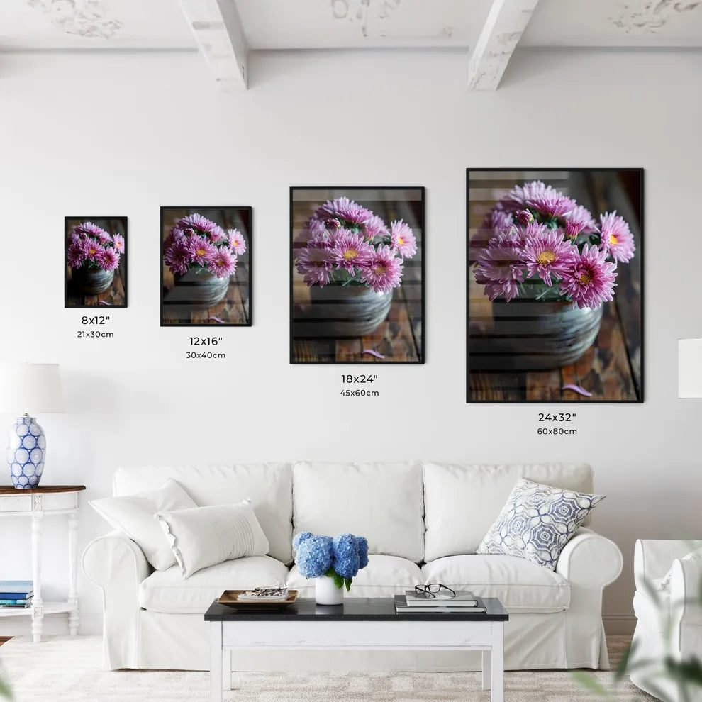 A Poster of A pot of purple chrysanthemums b - Kitchen Hangings