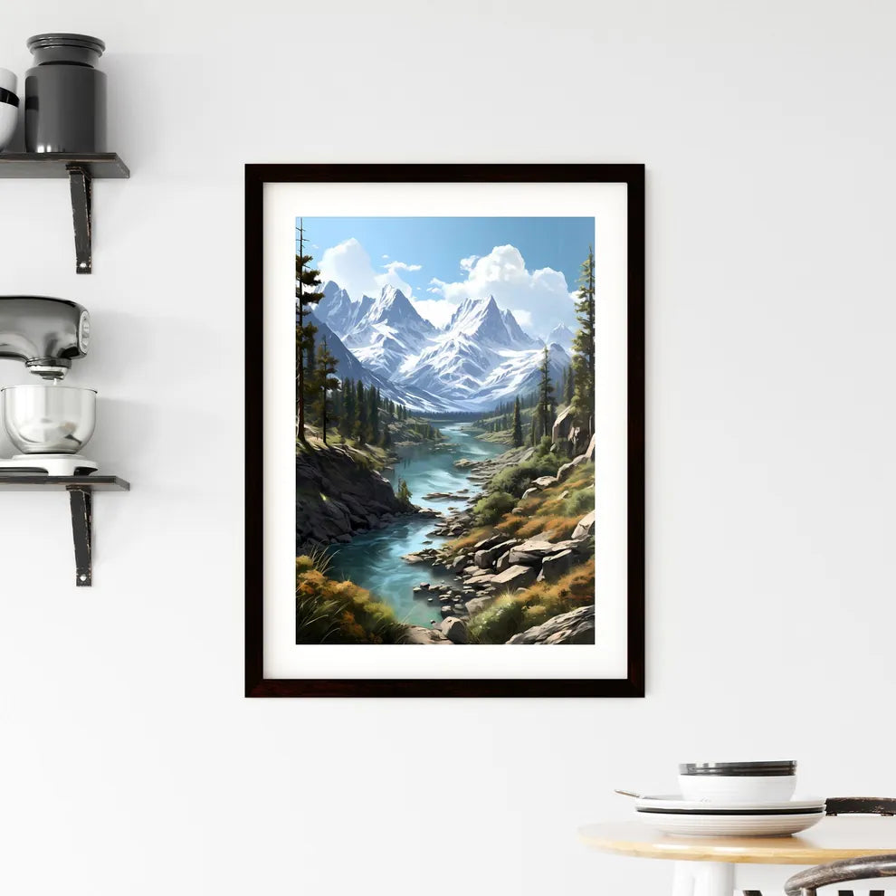 A Poster of BANFF National Park - A River Ru Framed Print