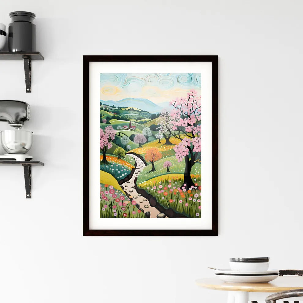 A Poster of spring landscape - A Painting O Framed Print