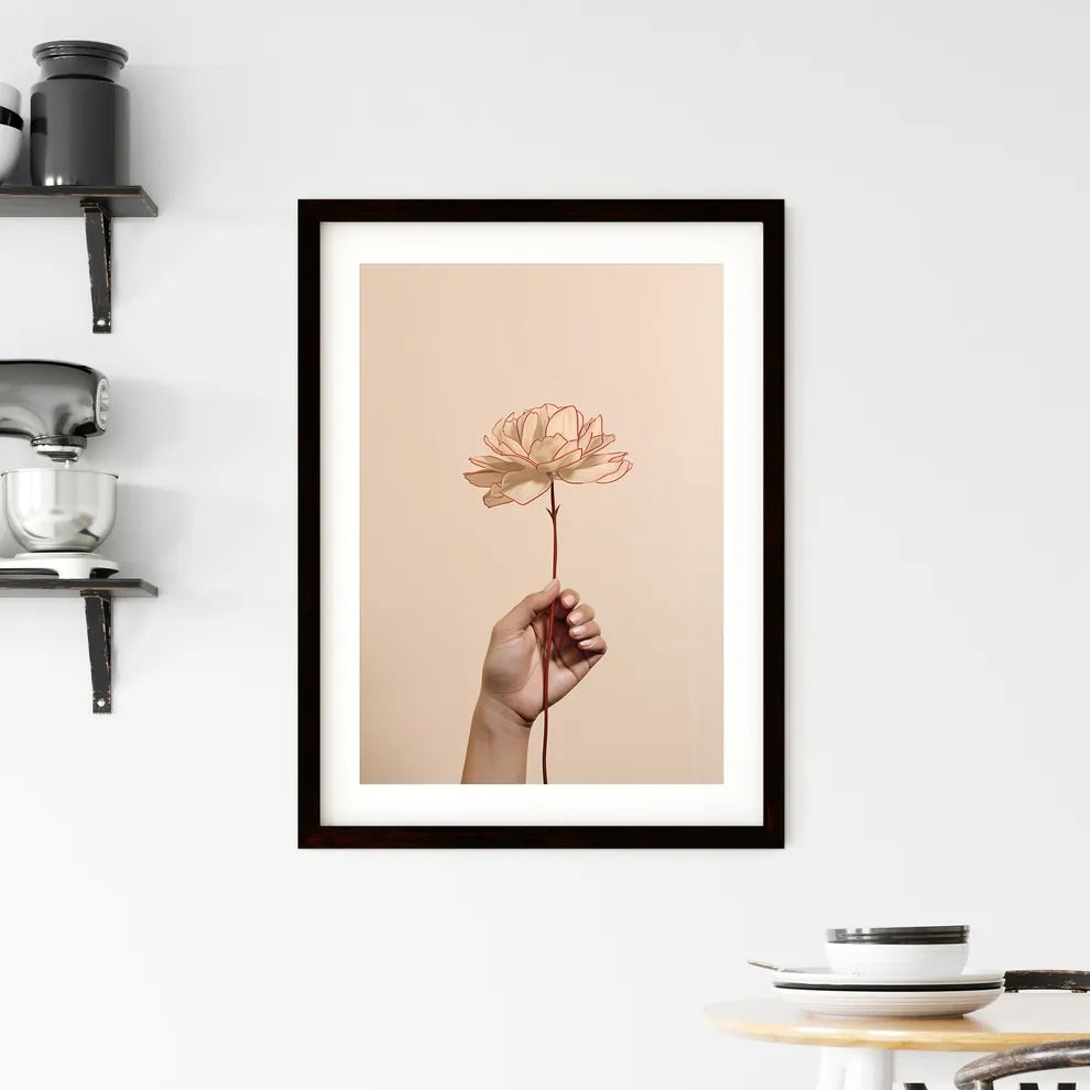 A Poster of hand holding a flower continuous Framed Print