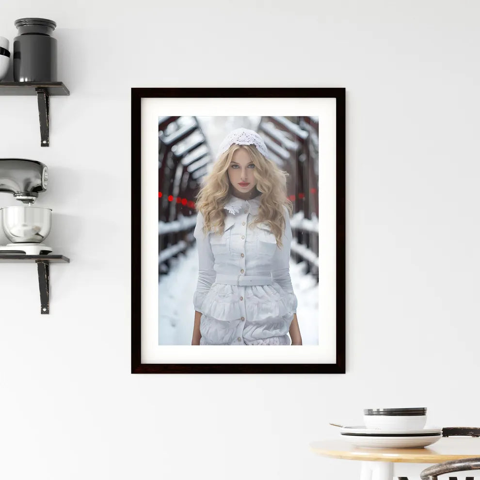 A Poster of In the cold season of snowflakes Framed Print