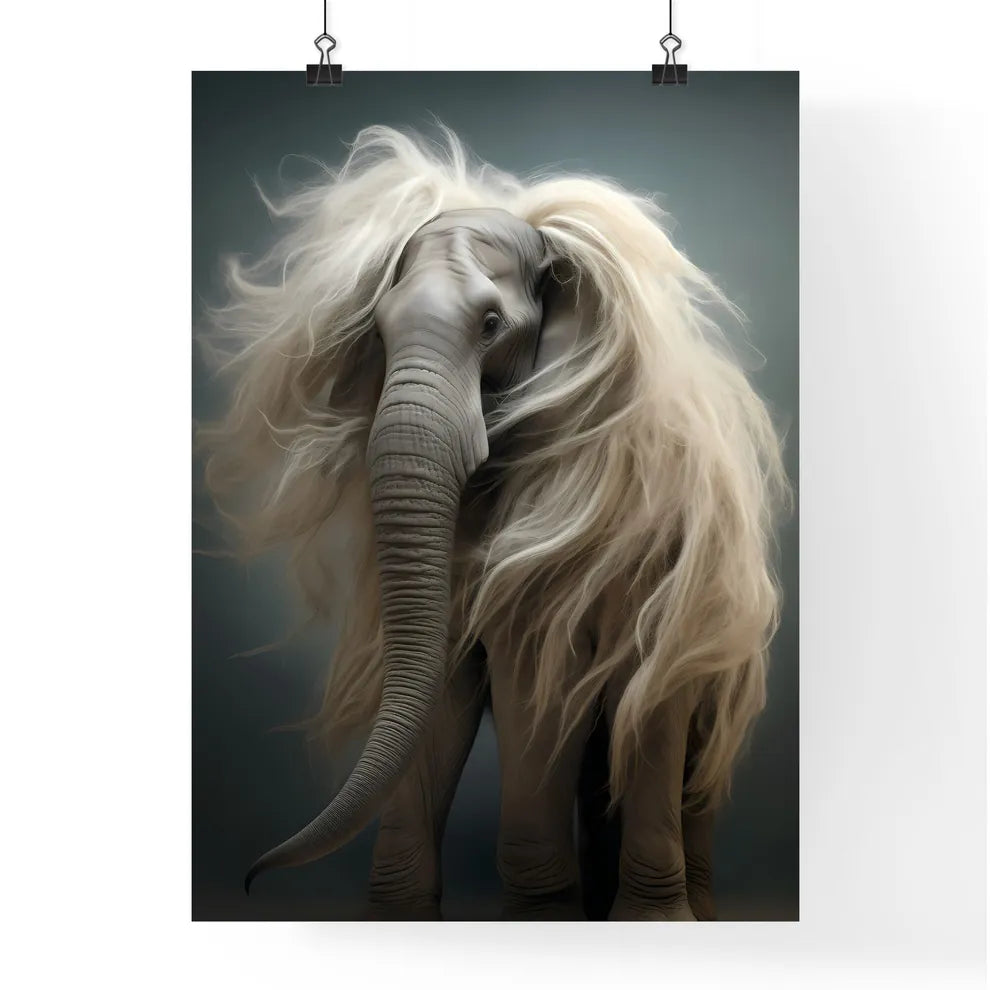 A Poster of An elephant covered with long slender hair  Poster