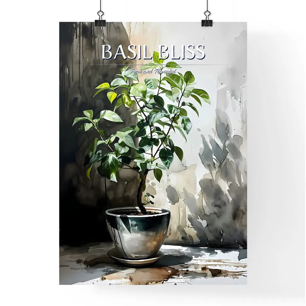A Poster of drawing of basil plant - A Plant Poster