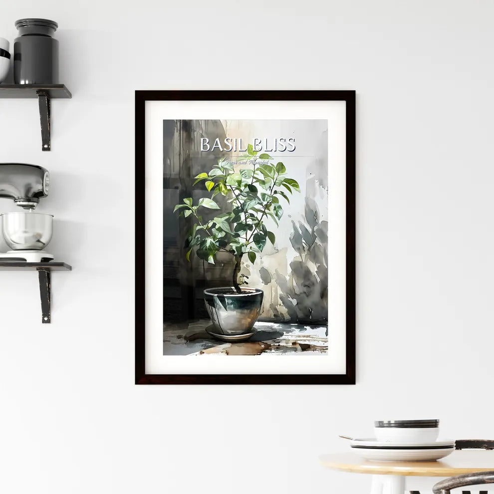 A Poster of drawing of basil plant - A Plant Framed Print