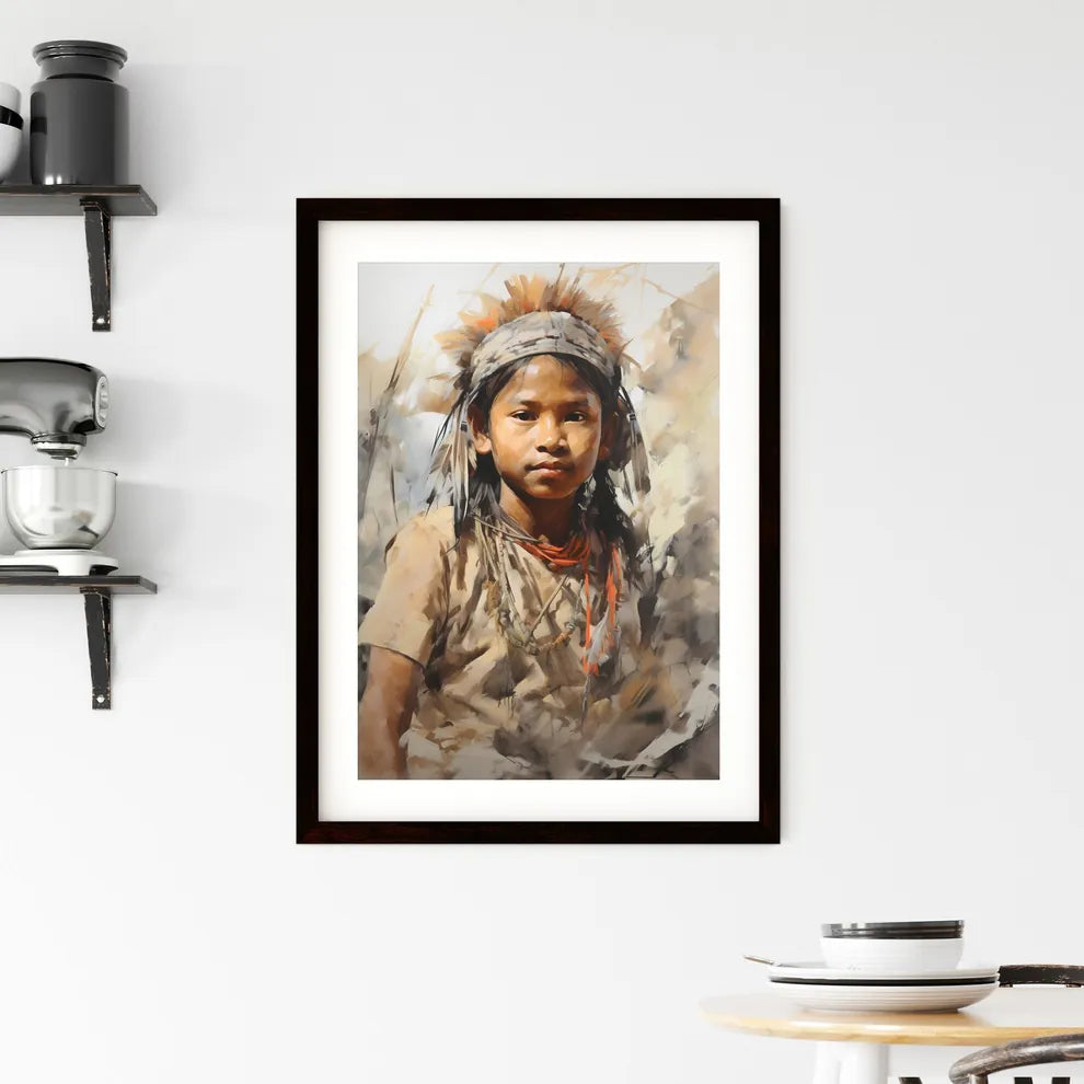 A Poster of indigenous child portrait cinema Framed Print
