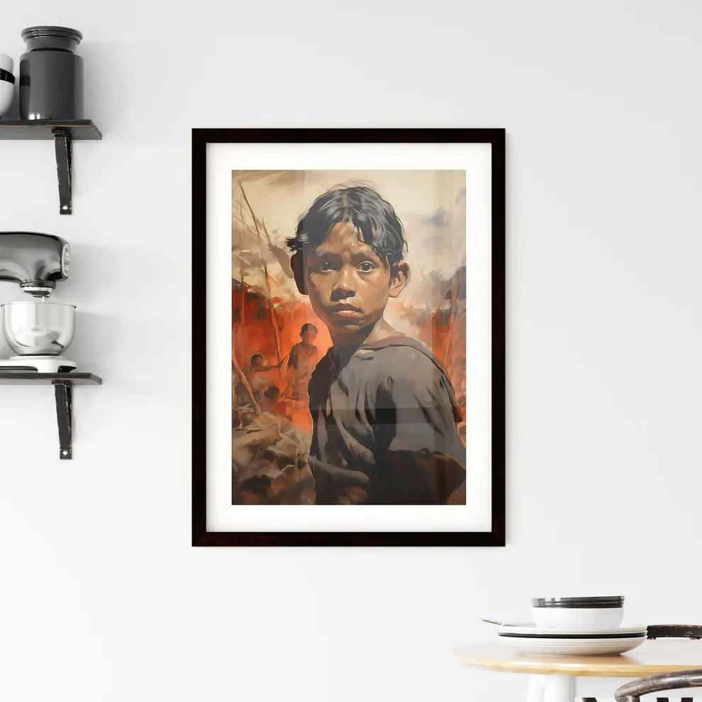 A Poster of indigenous child portrait cinema Framed Print