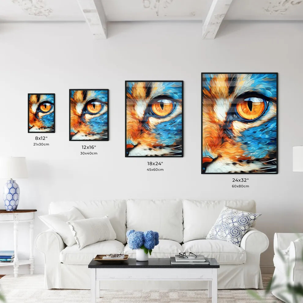 A Poster of A cat with one eye  Size Chart