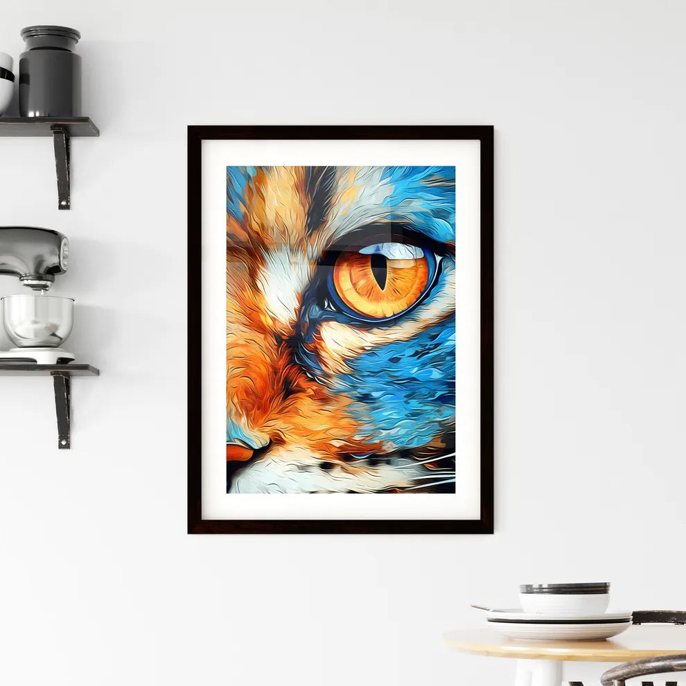 A Poster of A cat with one eye  Framed Print
