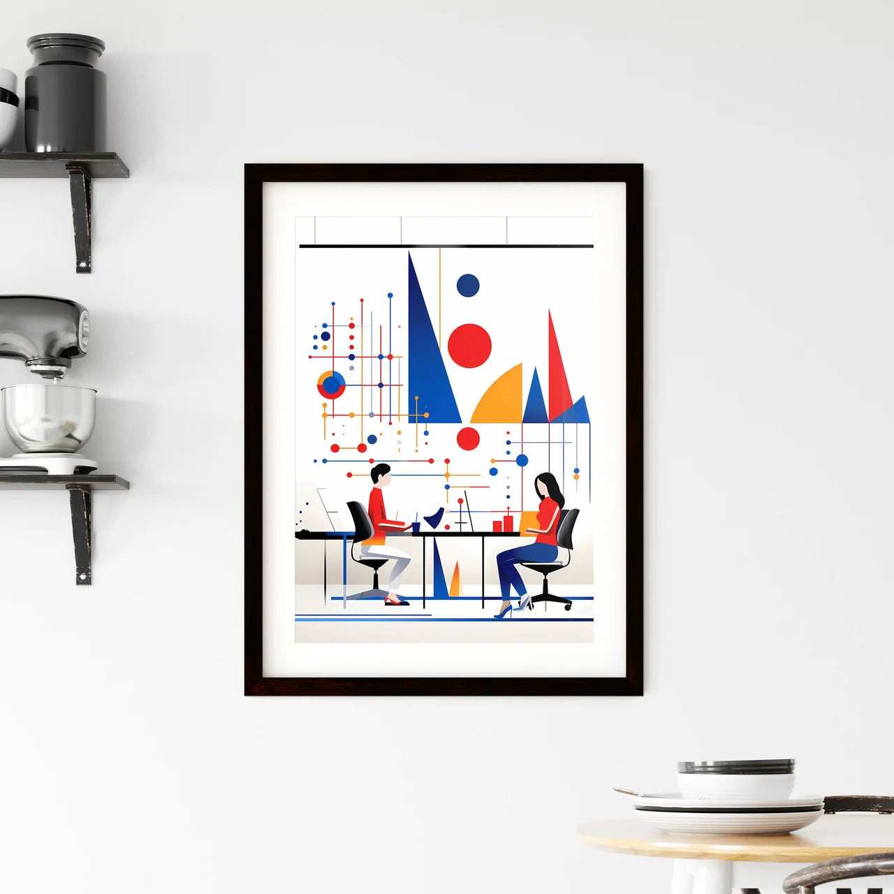A Poster of minimalist office art - A Man An Framed Print