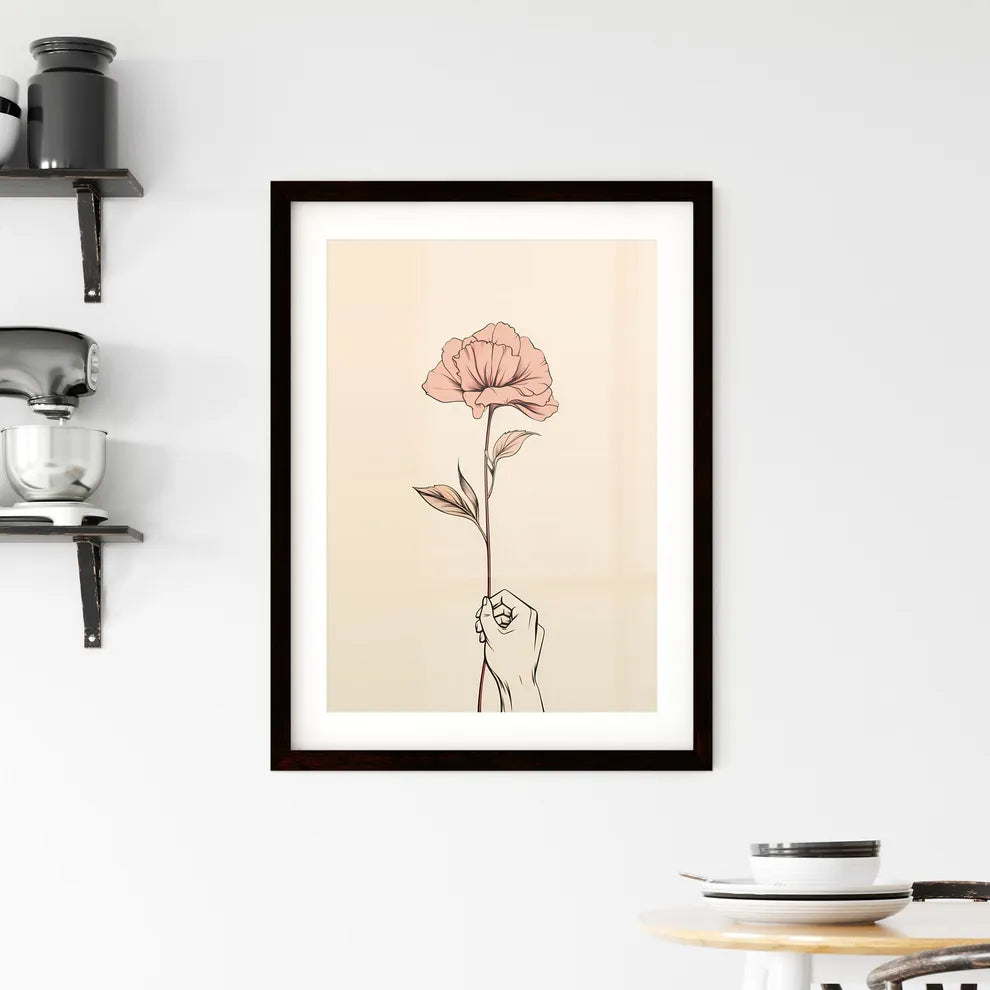 A Poster of hand holding a flower continuous Framed Print