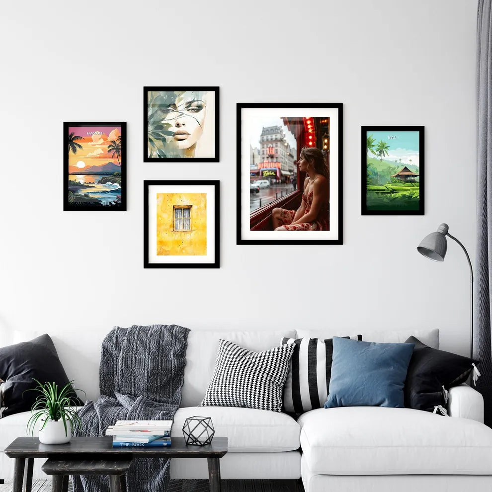 A Poster of Une lofi girl regardant - A Woman Sitting In A Window Looking Out A City Interior Design