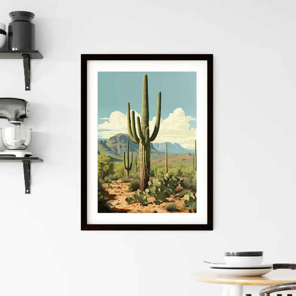 A Poster of Saguaro National Park - A Cactus Framed Print