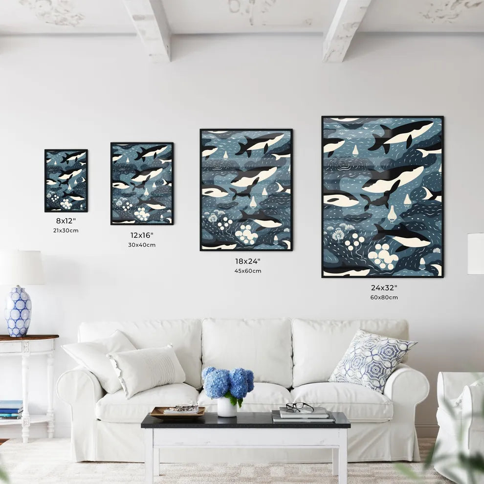 A Poster of orca print poster  Size Chart