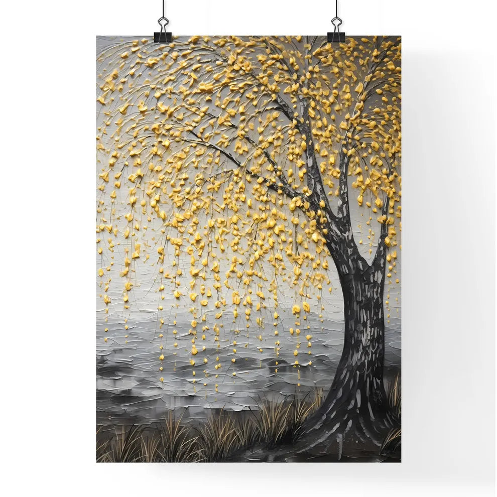 A Poster of an acrylic painting of a yellow  Poster
