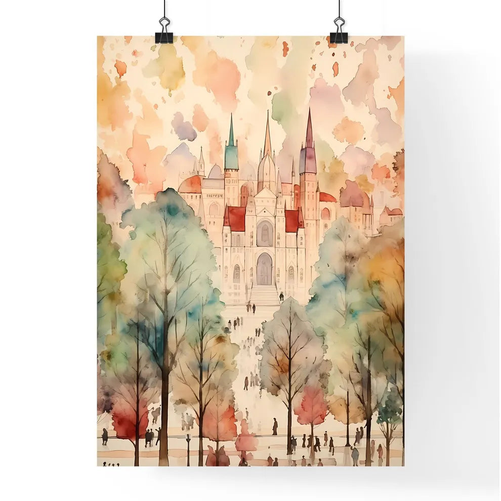 A Poster of christmas pattern background - A Watercolor Painting Of A Castle Poster