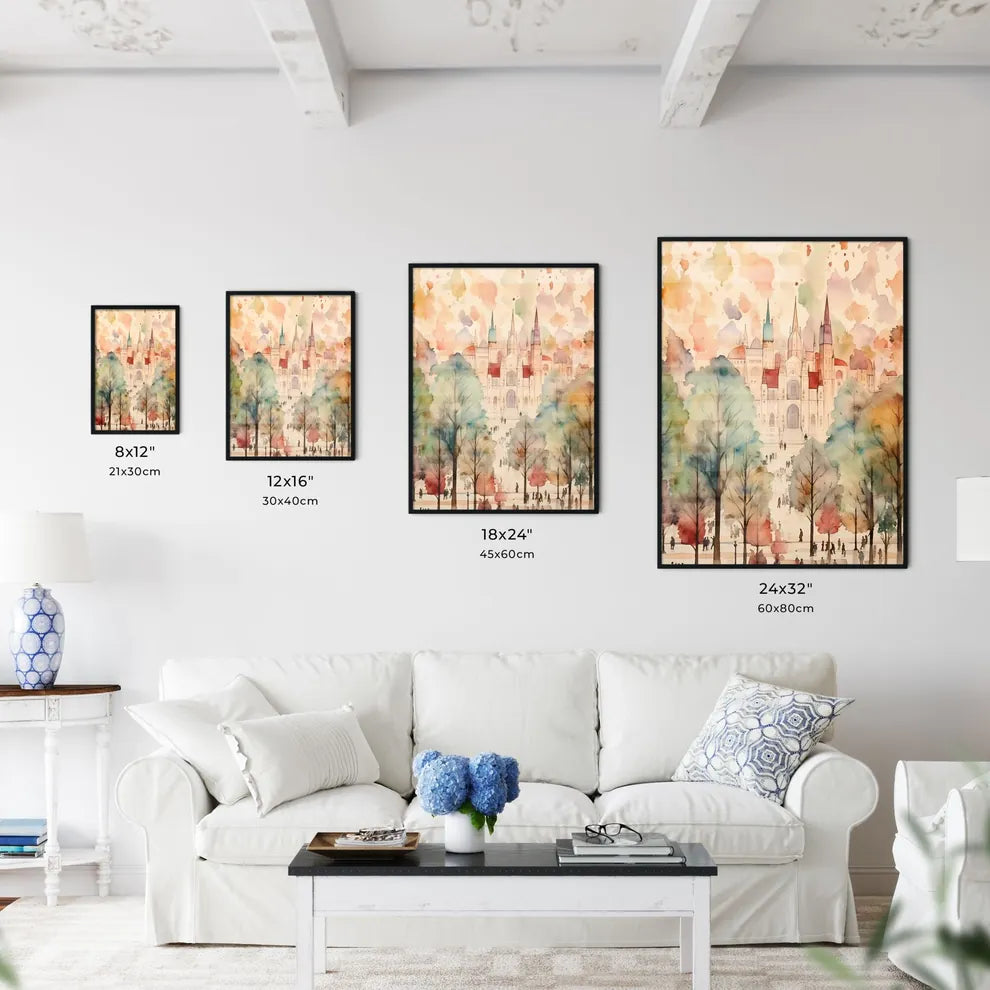 A Poster of christmas pattern background - A Watercolor Painting Of A Castle Size Chart