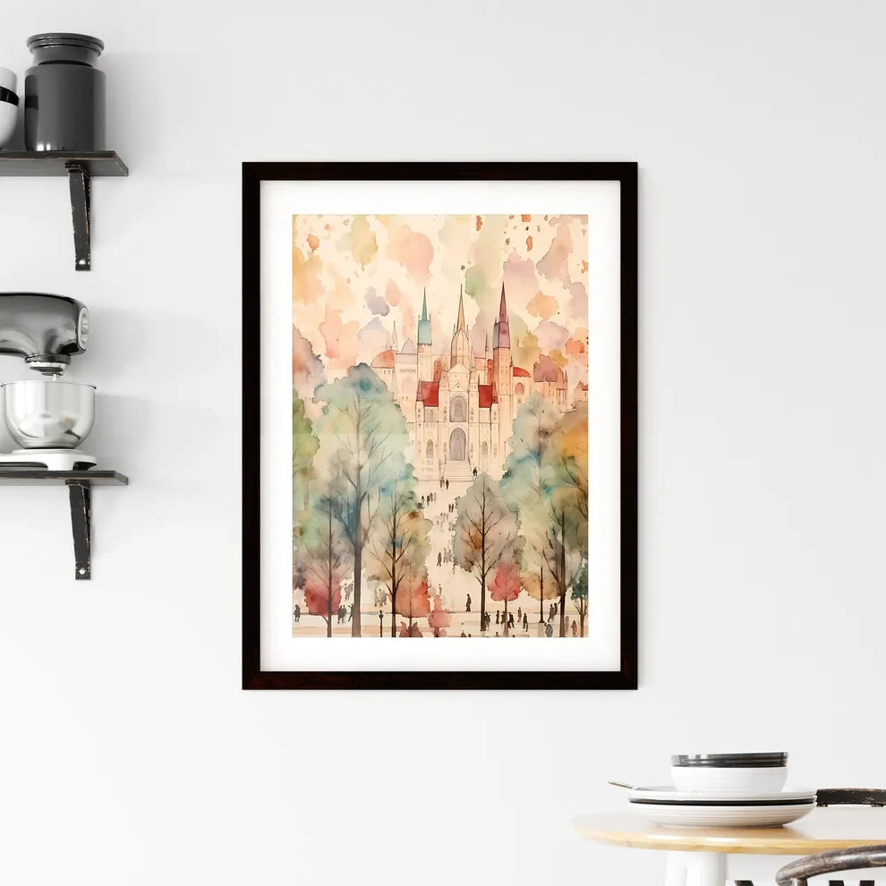 A Poster of christmas pattern background - A Watercolor Painting Of A Castle Custom Print